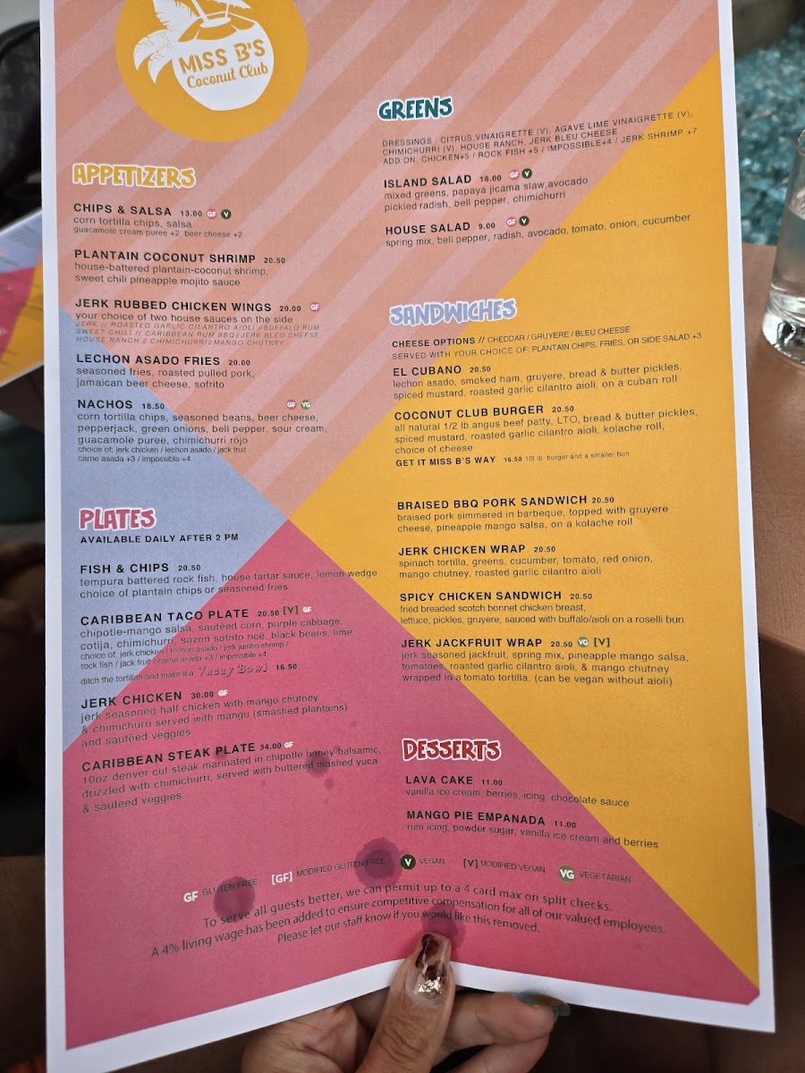 Miss B's Coconut Club Menu - Image 2